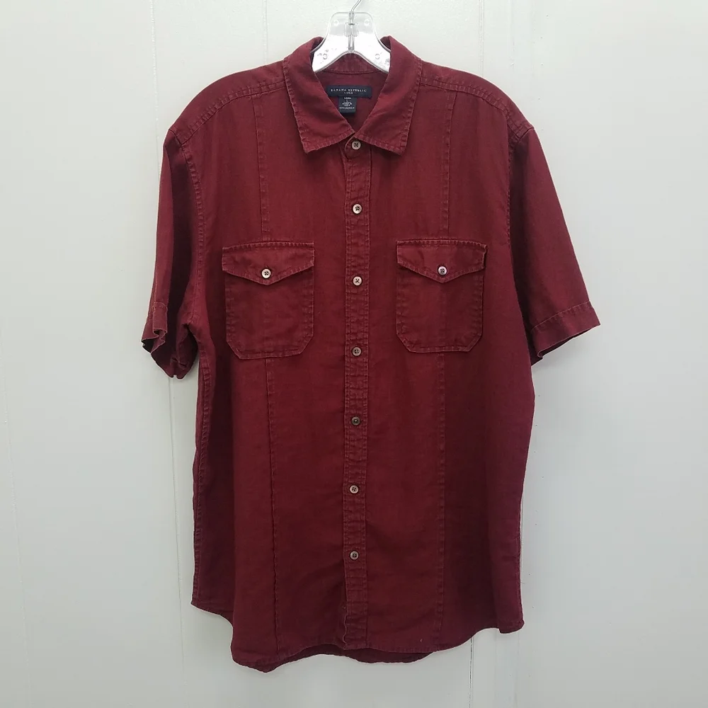 Banana Republic Short Sleeve Button Up Linen Shirt